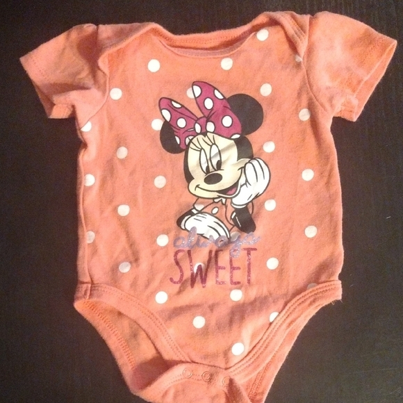 Disney Other - Disney Orange and White Minnie Mouse Bodysuit